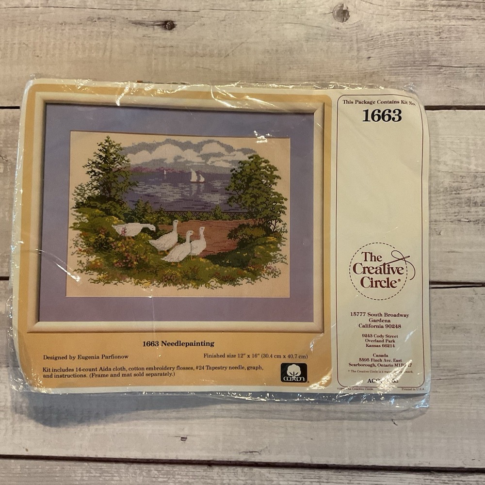 Creative Circle‎ Counted Cross Stitch Kit Geese Lake Outdoors Sailboat #1663